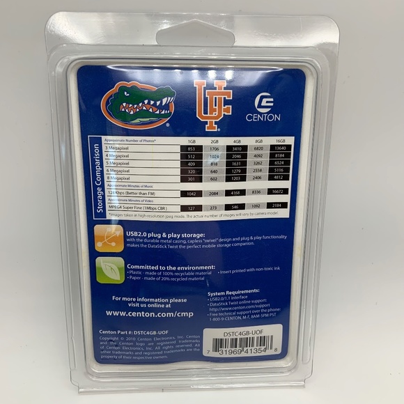 Centon University of Florida UF Gators 4 GB USB Flash Drive DataStick SEALED! - Picture 5 of 6